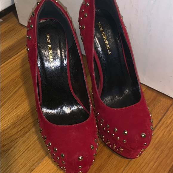 Shoe Republic LA Shoes - Red Studded heels